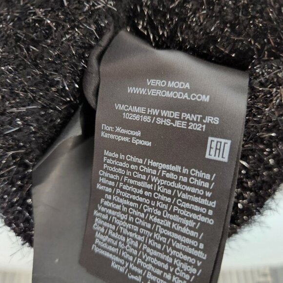 NWT Vero Moda fluffy wide leg pants in black glitter Size XL - Picture 9 of 9